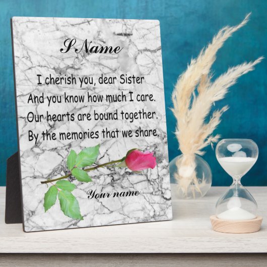 MONOGRAM SISTER QUOTE FOTOPLATTE (Seite)