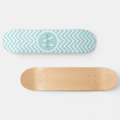 Monogram-Skateboard | Pastell Blue Green Zickzack Skateboard (Horizontal)
