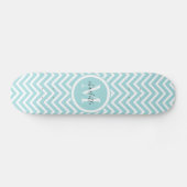Monogram-Skateboard | Pastell Blue Green Zickzack Skateboard (Horizontal)