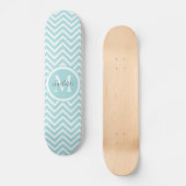 Monogram-Skateboard | Pastell Blue Green Zickzack Skateboard (Vorderseite)
