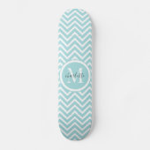 Monogram-Skateboard | Pastell Blue Green Zickzack Skateboard (Vorderseite)