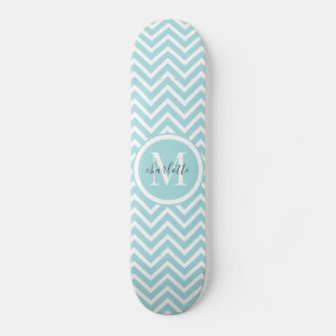 Monogram-Skateboard   Pastell Blue Green Zickzack Skateboard