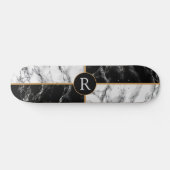Monogram Skateboard Schwarz/Weiß-Karo-Marmor (Horizontal)