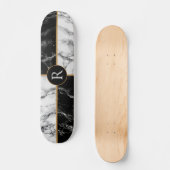 Monogram Skateboard Schwarz/Weiß-Karo-Marmor (Vorderseite)