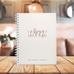 Monogram Sketchbook   Elfenbeincreme Modernes Eleg Notizblock
