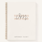 Monogram Sketchbook | Elfenbeincreme Modernes Eleg Notizblock (Vorderseite)