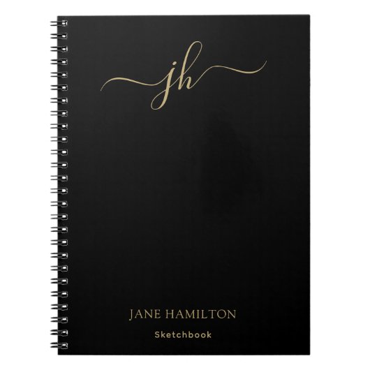 Monogram-Sketchbook mit Name Notizblock (Vorderseite)