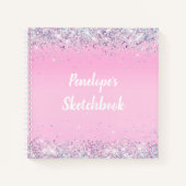 Monogram Sketchbook Rosa Holographic Glitzer Notizblock (Vorderseite)