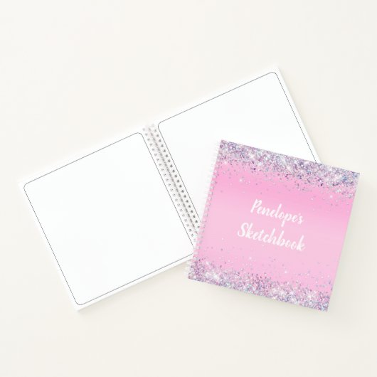 Monogram Sketchbook Rosa Holographic Glitzer Notizblock (Innenseite)