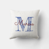 Monogram Sketched Schriftart White Kinderzimmer Kissen (Rückseite)
