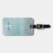 Monogram-Skript für den Blue Brushal Metal Silver  Gepäckanhänger (Vorderseite horizontal)