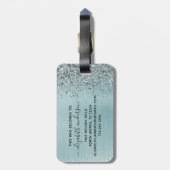 Monogram-Skript für den Blue Brushal Metal Silver  Gepäckanhänger (Rückseite vertikal)