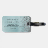 Monogram-Skript für den Blue Brushal Metal Silver  Gepäckanhänger (Rückseite horizontal)