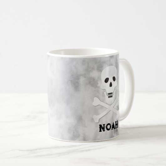 Monogram Skull and Crossbones Halloween Tasse (VorderseiteRechts)