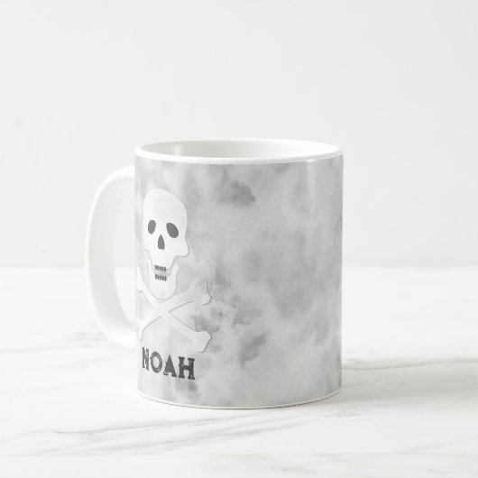Monogram Skull and Crossbones Halloween Tasse (Vorderseite Links)