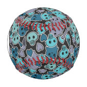 Monogram Skulls, Herz auf schwarzem Hintergrund 2 Baseball (Vorderseite)