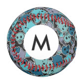 Monogram Skulls, Herz auf schwarzem Hintergrund 2 Baseball (Vorderseite Links)