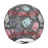 Monogram Skulls, Herz auf schwarzem Hintergrund Baseball (Rückseite)