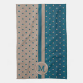 Monogram Slate Blue und Tan Polka Dot Geschirrtuch (Vertikal)