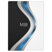 Monogram Sleek Curves Modernes Metallisches Muster Klemmbrett (Rückseite)