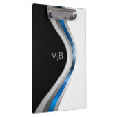 Monogram Sleek Curves Modernes Metallisches Muster Klemmbrett (Rechts)