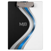 Monogram Sleek Curves Modernes Metallisches Muster Klemmbrett (Vorderseite)