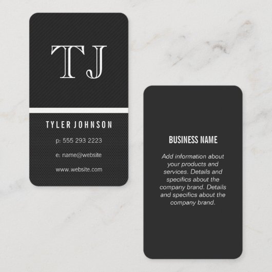 Monogram Sleek Two Tone Muster Visitenkarte