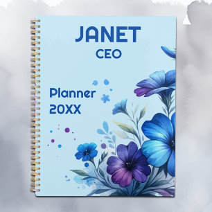 Monogram Small Business Blue Blume auf Blue   Planer