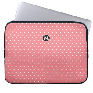Monogram Small Polka Dot Pink Laptop Schlauch Laptopschutzhülle