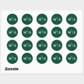 Monogram Smaragdgrüne Gastgeschenk Hochzeit Runder Aufkleber (Blatt)
