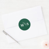 Monogram Smaragdgrüne Gastgeschenk Hochzeit Runder Aufkleber (Umschlag)