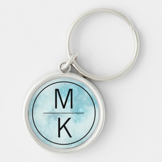 Monogram Smokey Blue Marble GL Splitter Schlüsselanhänger (Vorne)