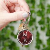 Monogram Smokey Dark Red Marble GL Splitter Schlüsselanhänger (Hand)