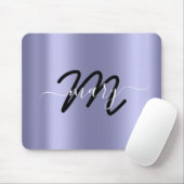 Monogram, Smoky Blue Minimal Name Gray Mousepad (Mit Mouse)