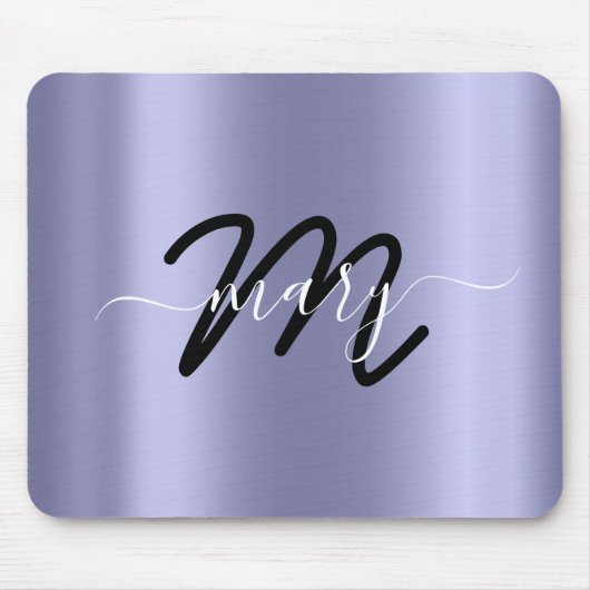 Monogram, Smoky Blue Minimal Name Gray Mousepad (Vorne)