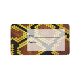 Monogram Snake Brown und Gold Print Adressaufkleber
