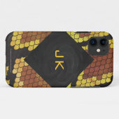 Monogram Snake Brown und Gold Print Case-Mate iPhone Hülle (Rückseite (Horizontal))