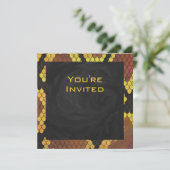 Monogram Snake Brown und Gold Print Einladung (Stehend Vorderseite)