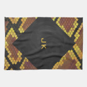 Monogram Snake Brown und Gold Print Handtuch (Horizontal)