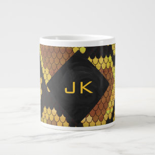 Monogram Snake Brown und Gold Print Jumbo-Tasse