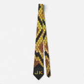 Monogram Snake Brown und Gold Print Krawatte (Vorderseite)