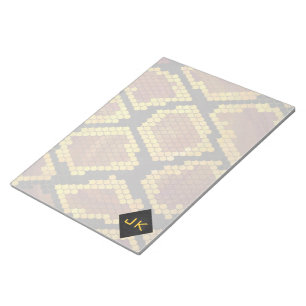 Monogram Snake Brown und Gold Print Notizblock