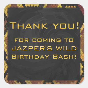 Monogram Snake Brown und Gold Print Quadratischer Aufkleber