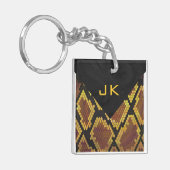 Monogram Snake Brown und Gold Print Schlüsselanhänger (Vorderseite links)