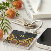 Monogram Snake Brown und Gold Print Schlüsselanhänger (Vorderseite rechts)