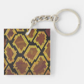Monogram Snake Brown und Gold Print Schlüsselanhänger (Rückseite)