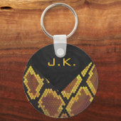Monogram Snake Brown und Gold Print Schlüsselanhänger (Vorderseite)