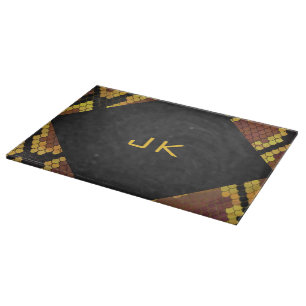 Monogram Snake Brown und Gold Print Schneidebrett