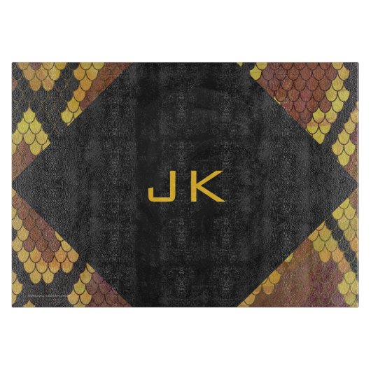 Monogram Snake Brown und Gold Print Schneidebrett (Vorderseite)