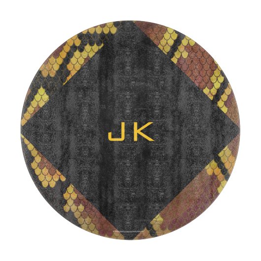 Monogram Snake Brown und Gold Print Schneidebrett (Vorderseite)